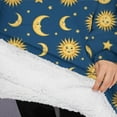 thumbnail image 3 of Oversized Wearable Blanket Hoodie,Blue Sun Moon Star Pattern Sherpa Blanket Hoodie with Super Pockets,Super Warm Fuzzy Pullover for Women & Men, 3 of 6