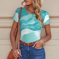 thumbnail image 6 of Rateoe Teal Turquoise 1 Printed Women Rash Guard Short Sleeve,Tummy control Swimsuit Surfing Swimsuit Bathing Suit Short-sleeved Onesie UPF 50+ -Small, 6 of 7