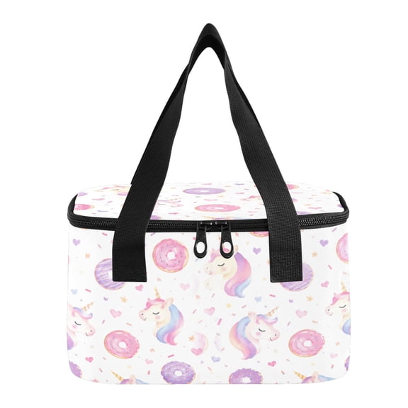 6L Insulated Lunch Bag Square Handheld Cooler Tote Magical Dreamy Donut Pattern Reusable Thermal Bag with Polyester & Aluminum Lining for Work Picnic Travel