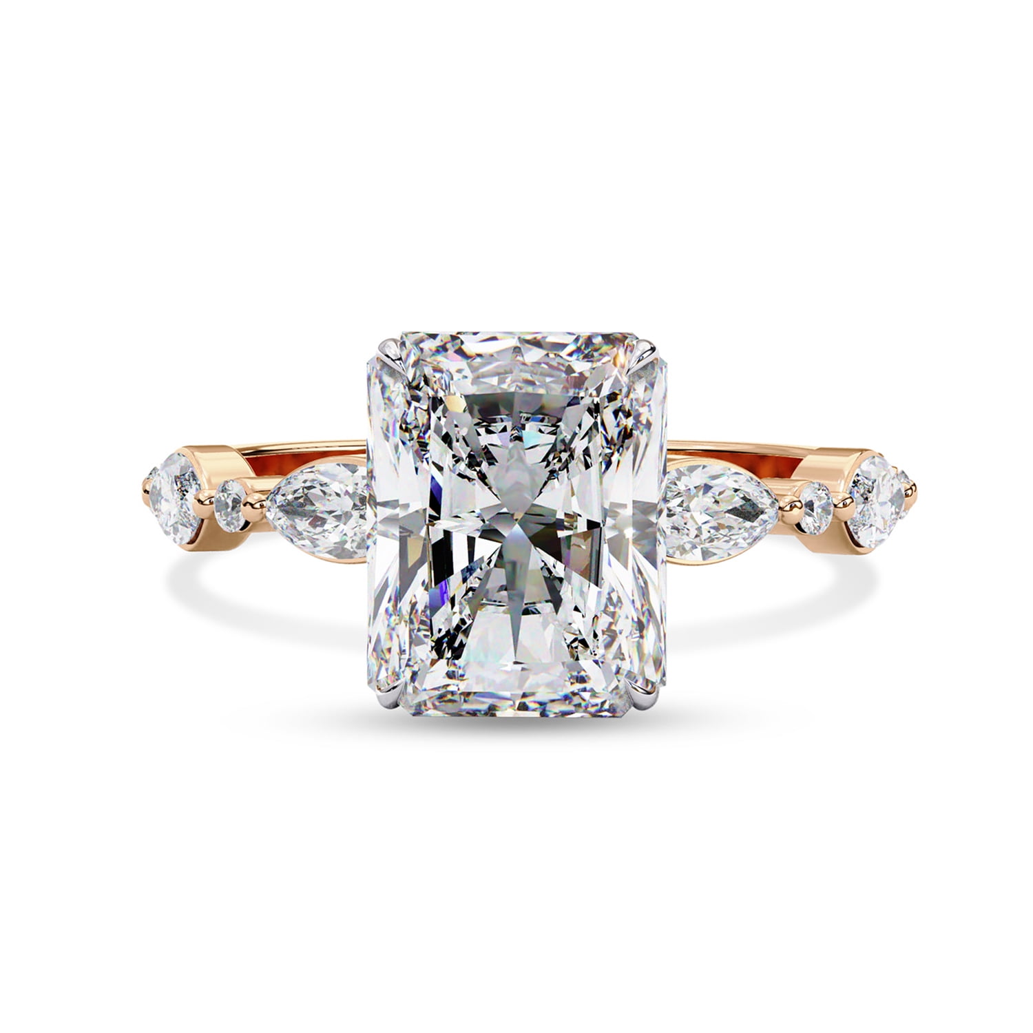 Solitaire Engagement Rings For Women | Center 8.5x6.5mm Radiant Cut Lab Created Moissanite Promise Ring in Solid 14K Rose Gold Jewelry Gift for Her, Ring Size 9.5