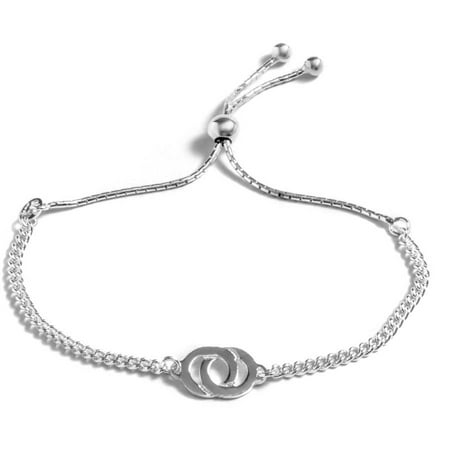 PORI Jewelers Sterling Silver Infinity Round Charm Adjustable Bracelet