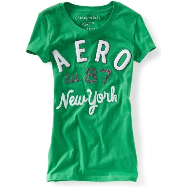 Camiseta gráfica Aeropostale Mujer Aero Est. 87 Glittery verde mediana