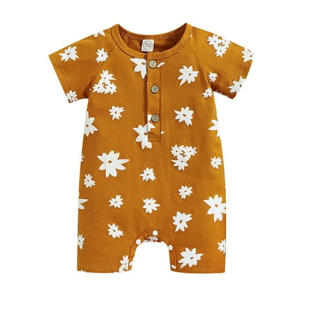 

Woobling Baby Jumpsuit One Piece Overall Short Bodysuit Infant Loose Summer Romper Yellow 70