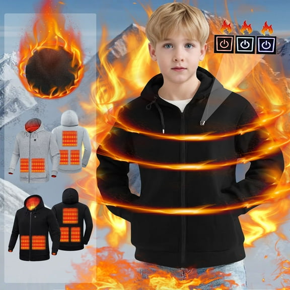 lcziwo Kids Heated Jacket without Battery Pack Boys Girls Youth Electric Heated Coat for Winter Outdoor Sports Black 120