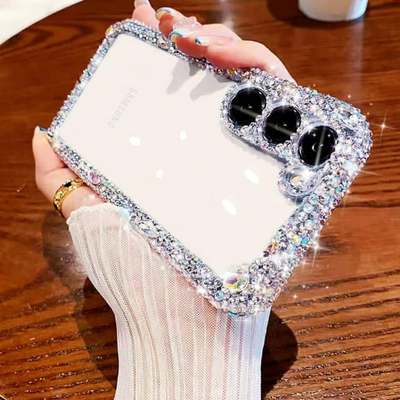 Compatible with Samsung Galaxy S23 Plus Bling Clear Case for Women,Glitter Phone Case with Sparkle Rhinestone Diamond Camera Protection,Airbag anti-fall Crystal Hard Cover for Girl
