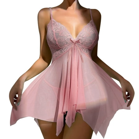 

Women Lace Pajamas Lingerie Mesh Suspender Pajama Suit Female Chemise Nightie Nightwear