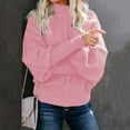 thumbnail image 3 of Voncos Fall Sweater for Women Warm Winter Cable Knit Sweater Crewneck Long Sleeve Tunic Tops Pink XL, 3 of 6