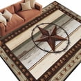 thumbnail image 2 of 5'x8' Area Rugs, Texas Star Farm Indoor Outdoor Area Rug for Living Room Bedroom, Vintage Country Star Brown Wood Grain Washable Bathroom Rugs Kitchen Floor Carpet Mats Home Decor Aesthetic, 2 of 8
