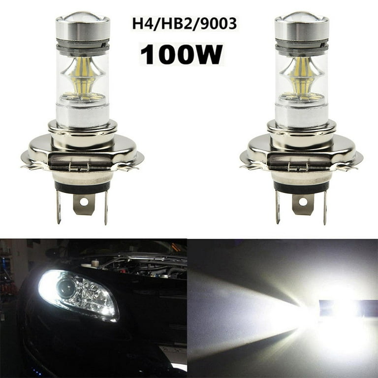Sufanic 2Pcs H4 100W High Power White 7500K Car Led Headlight Driving  Lights Fog Lamps
