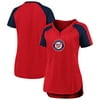 Washington Nationals Fanatics Branded Women's Iconic League Diva Raglan V-Neck T-Shirt - Red/Navy
