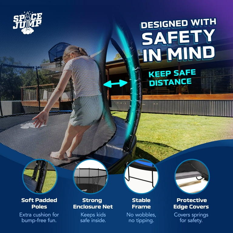 SpaceJump Lunar 16 Foot Trampoline, Outdoor Round Bouncer with