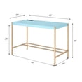 thumbnail image 4 of Spaco Desk with USB Port in Baby Blue Finish, Wooden Top Writing Desk, Desk with Gold Frame, Blue, 4 of 9