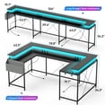 thumbnail image 2 of Bureau en Forme de U pour Gaming avec Lumière LED et Prise Électrique, Table d'Ordinateur Réversible en Forme de L de 79 Pouces pour Bureau à Domicile, Facile à Assembler, 2 of 8