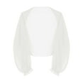 thumbnail image 6 of YEAHDOR Womens Chiffon Shrugs Short Sleeve Open Front Cropped Bolero Summer Casual Cardigan White-A One Size, 6 of 7