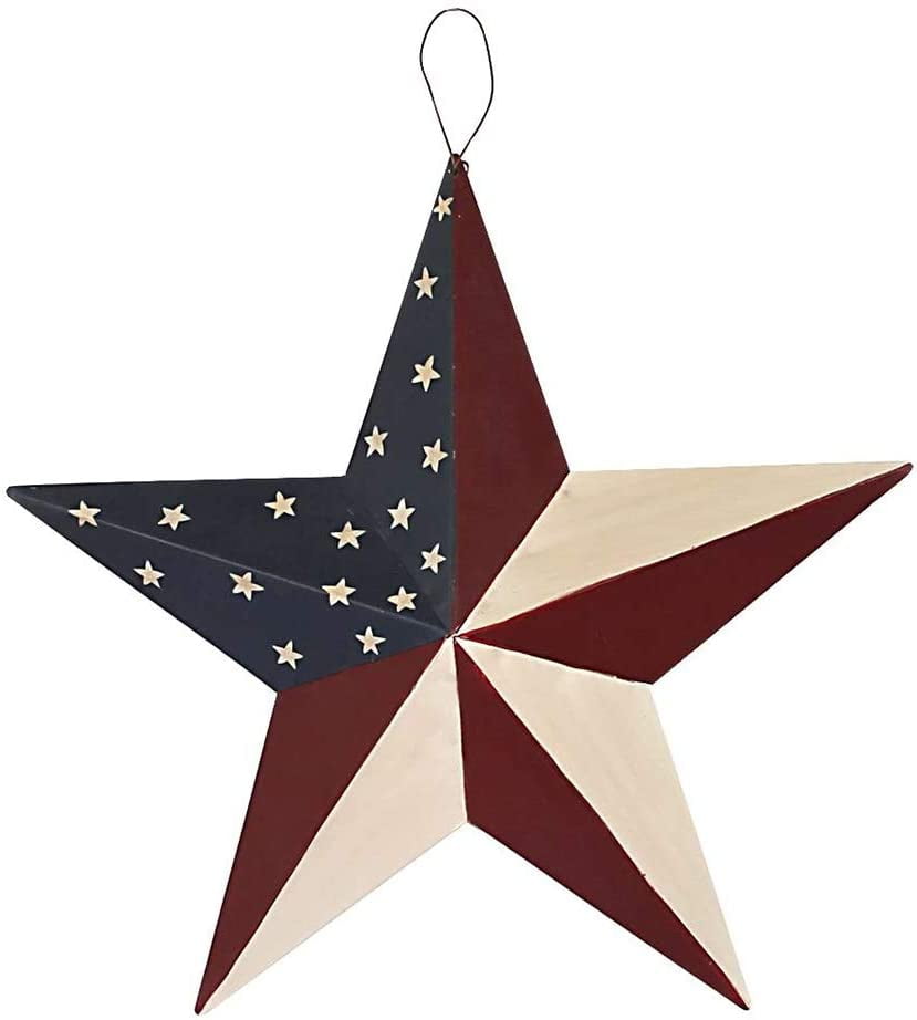 12" METAL WALL STEEL RUSTIC STAR INDOOR OUTDOOR HOLIDAY COUNTRY HANGING POINT