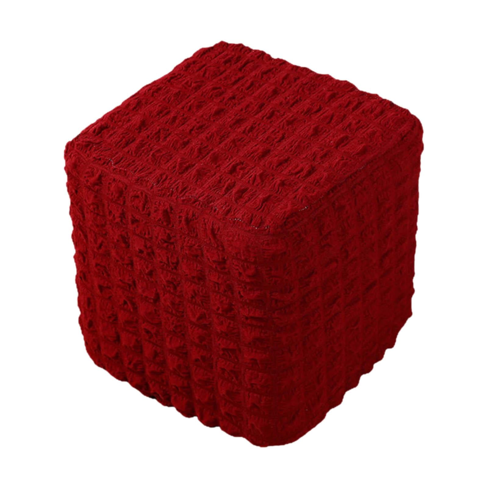 yuksok Housse de Pouf 10 Pouces-13 Pouces Housse de Pouf Carrée pour Chambre Rouge Nouveau Rouge
