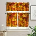 thumbnail image 3 of Red Maple Leaf Valance Kitchen Blackout Curtains Autumn Nature Cartoon Watercolor Art Printed Window Treatment for Girls Boys Bedroom Cafe Home Decor Window Drapes 54x18 Inch + 27x24 Inch X 2, 3 of 5