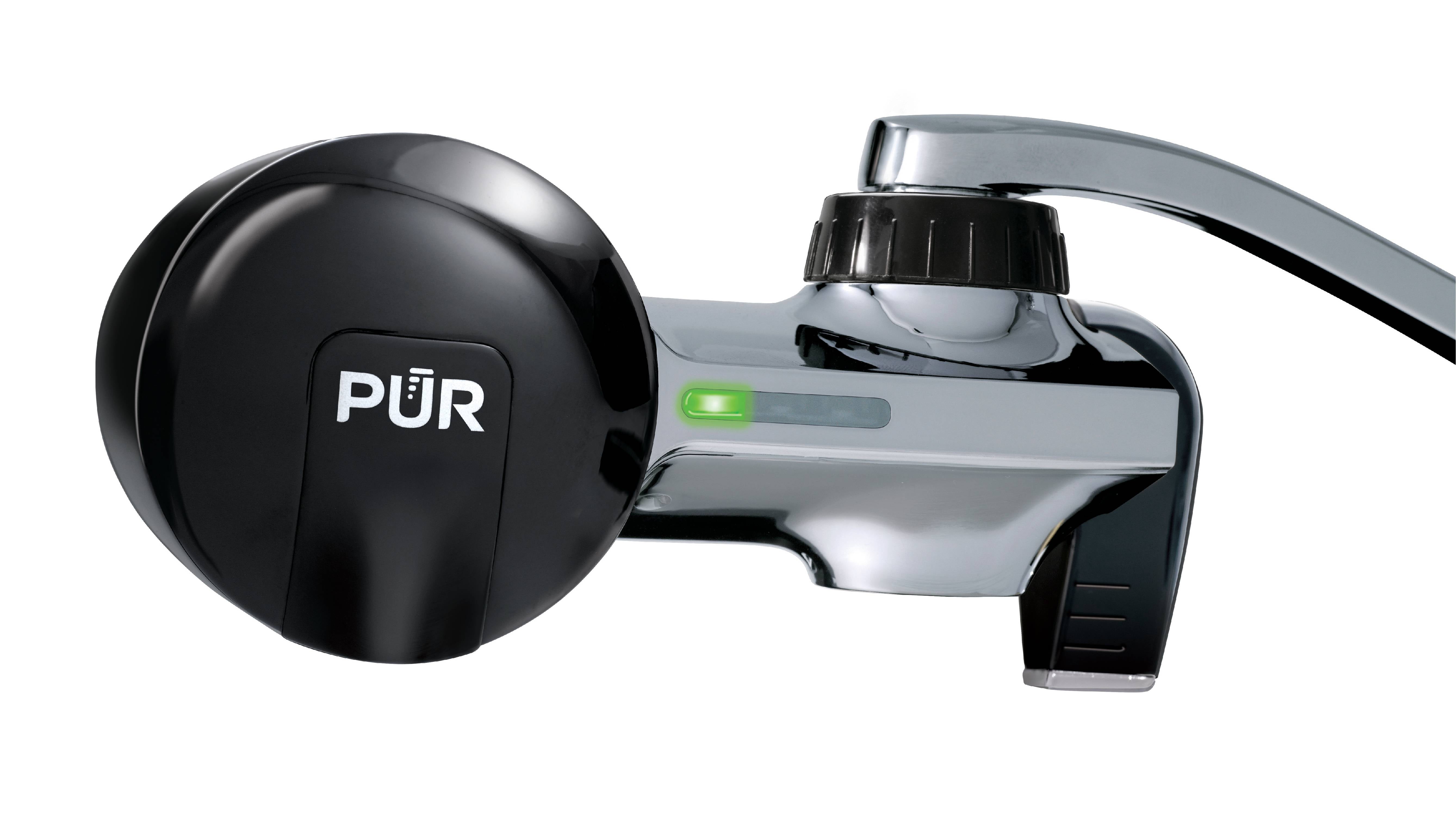 PUR Plus Faucet Mount Water Filtration System, Black & Chrome, PFM200B