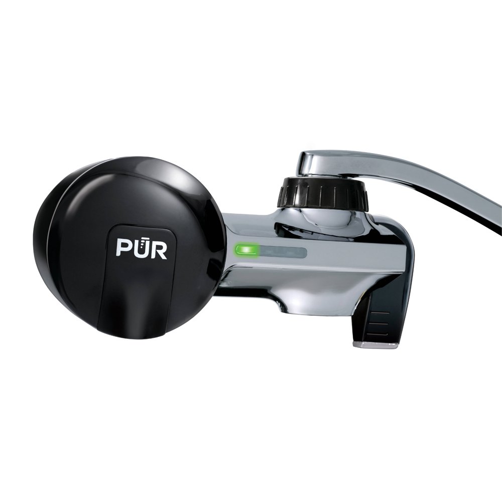 PUR Plus Faucet Mount Water Filtration System, Black & Chrome, PFM200B
