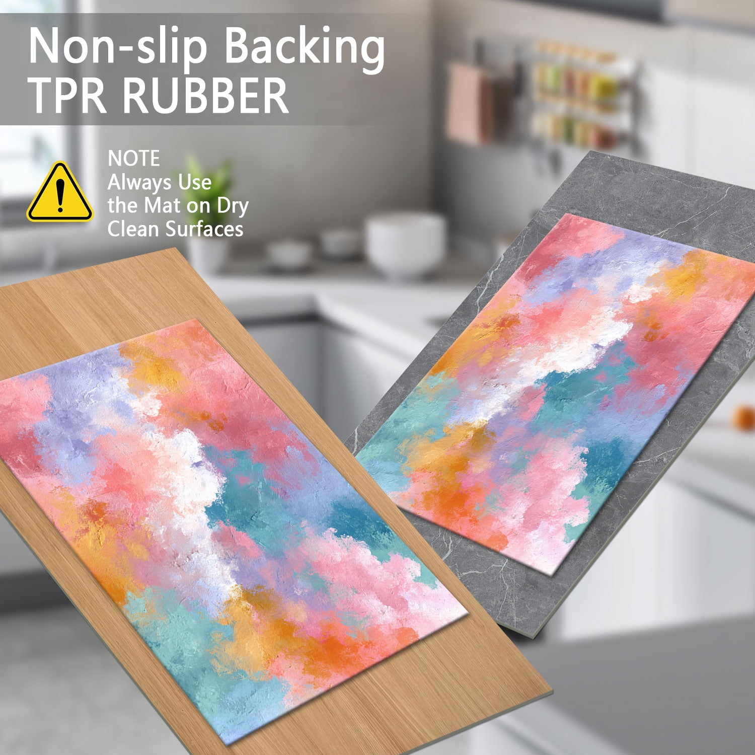 3 Piece Kitchen Rug Set, Non-Slip And Washable, Abstract Pattern Kitchen Hallway Rug, Soft And Comfortable, Suitable For Sinks, Floors, Entrances, Hallways and Bathrooms