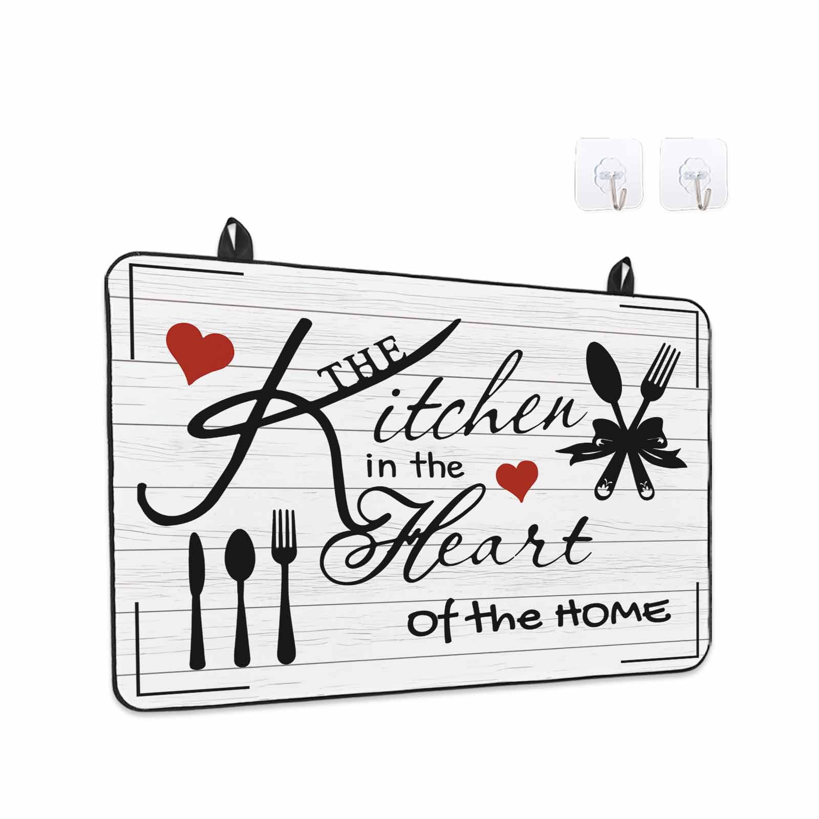 Kitchen Tableware Stove Top Cover for Electric Stove, Heat-proof & Non Slip Glass Top Stove Cover Protector, Red Love Heart Black Words Vintage Kitchen Flat Cooktop Rubber Mat 24x21 Inches