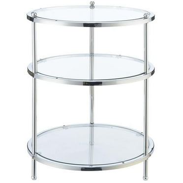 Pemberly Row Three-Tier Round Contemporary Metal End Table in Chrome
