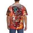 thumbnail image 3 of Balery Space Skeleton Art Camisa Casual de Manga Corta con Botones para Hombre, Texturizada, Estilo Cubano, para Playa, Verano-Small, 3 of 5