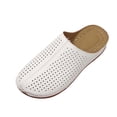 thumbnail image 2 of Womems Slippers Women's Fashion Casual Hollow Solid Color Baotou Sandals Thick Bottom Half Slippers Wedge Heels,White,38, 2 of 9