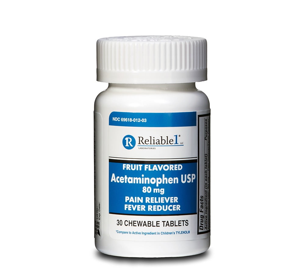 Acetaminophen 80 mg Chewable 30 Tablets Generic Tylenol Children's