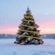thumbnail image 5 of Decoraciones navideñas, adornos navideños, regalos de Navidad. Fideos dorados navideños de 2 m con cinta para árbol de Navidad y cinta de raso decorativa., 5 of 7