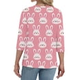 thumbnail image 3 of HAVUITYY Bunny Eggs Sweaters for Womens, Cute Easter Printed Womens 3/42 Sleeve Tops, Spring Going Out Shirts for Women Wear & Gifts, 3 of 5