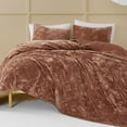 thumbnail image 2 of Wonderful Bedding Reddish-Brown Luxurious Velvet 3-Piece Quilt Set, 2 of 5