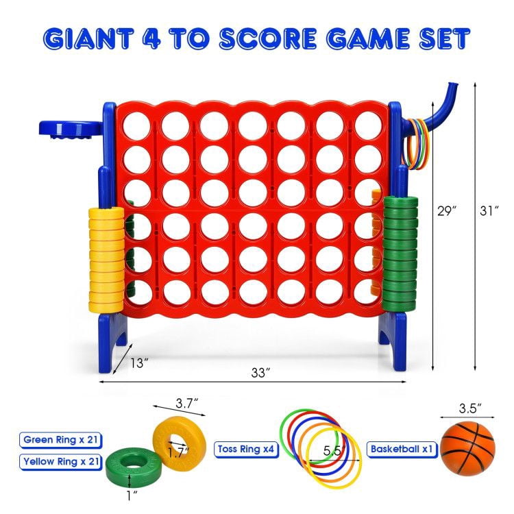 Chateauy 2.5 Feet 4-to-Score Giant Game Set – Large-Sized Tossing & Ring Toss Outdoor Activity for Family, Lawn, Backyard, Party, BBQ, and Beach