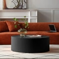 thumbnail image 4 of Sleek and Modern Round Coffee Table with Eye-Catching Relief Design, Black 76996, 4 of 7