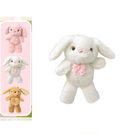 Standing Bunny Stuffed Animals - 7 Small Cute Plushies with Floppy Ears & Fluffy Tail Bedtime Bunny Standing Stuffed Animal Girl Toddler Toys & Toy Gifts for Girls Boys Kids White