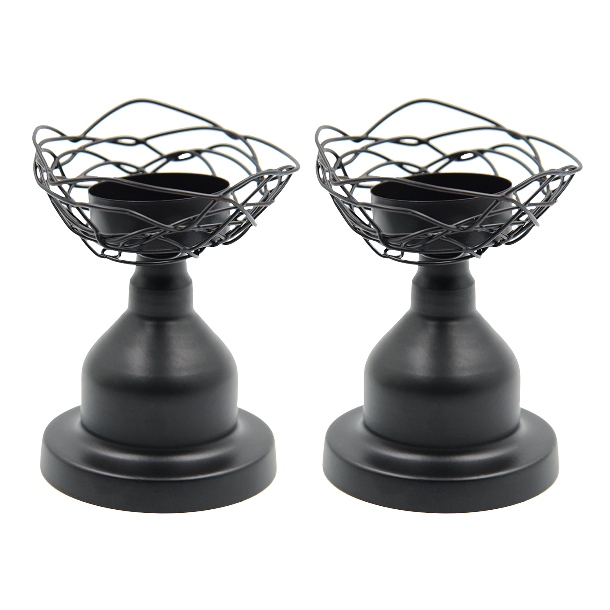 MKLZ Black Bird Nests Candle Holders, Set of 2 Iron Candlesticks Holders