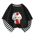 thumbnail image 2 of SGFCWSX Long Sleeve Shirts for Kids Girls Striped Animals Print Tops Fall Casual T-Shirts Black Size 9 Years, 2 of 3