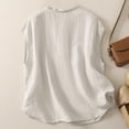 thumbnail image 4 of Garbnen Linen Tank Top Women Crew Neck Sleeveless Button Tank Top Flowy Summer Beach Vacation Women Tunic Top, 4 of 4