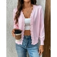 thumbnail image 3 of Cogild Long Sleeve Button Front Cardigans for Womens Lightweight Solid Color Tops with Unique Scalloped V-Neckline Fall Cardigans for Womens Casual and Stylish Cardigans, 3 of 7