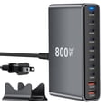 thumbnail image 1 of Estación de carga HONGYEE, 800 W, GaN, USB C, 10 puertos, para varios dispositivos, 1 of 7