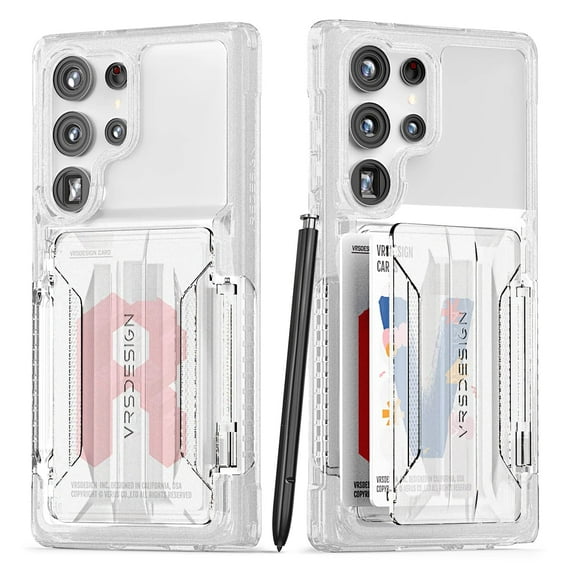 VRS Design Phone Case for Galaxy S23 Ultra (2023), [Neo Flip Active] Simple Door Wallet [2 Cards] Phone Case (White / Crystal)
