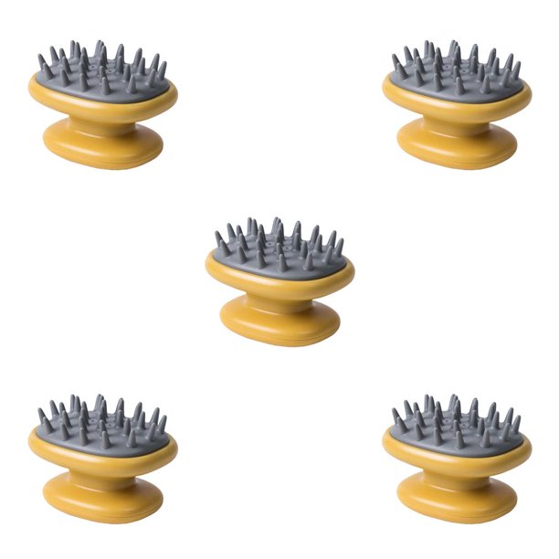Toystoory Cepillo de ducha para el cabello de mano para el cuidado del cuero cabelludo, masajeador de doble capa, depurador, cabeza lavable para Amarillo 5Conjunto