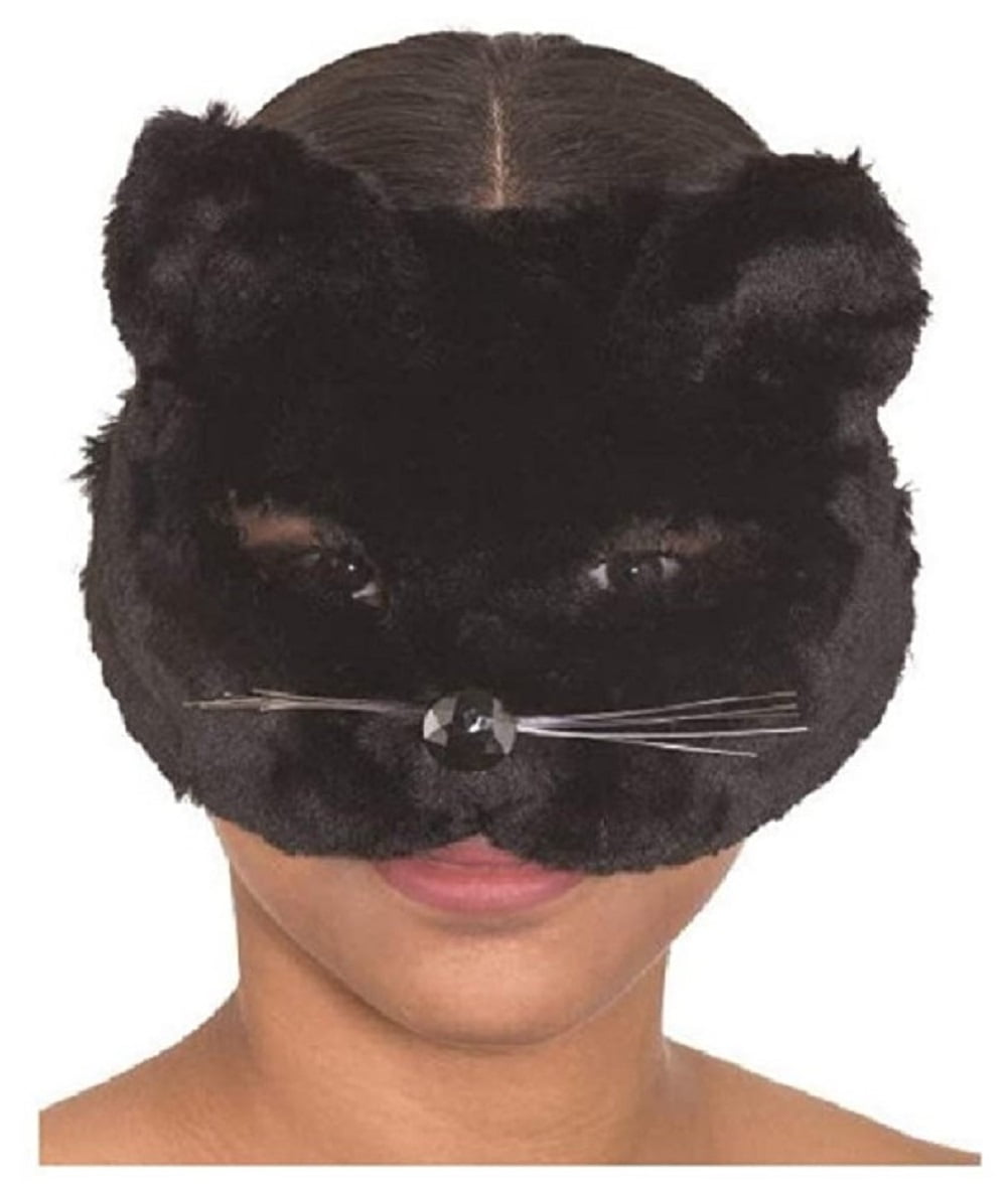 Cat Mask - Black - Plush - Costume Accessory - Adult - Teen - Larger ...