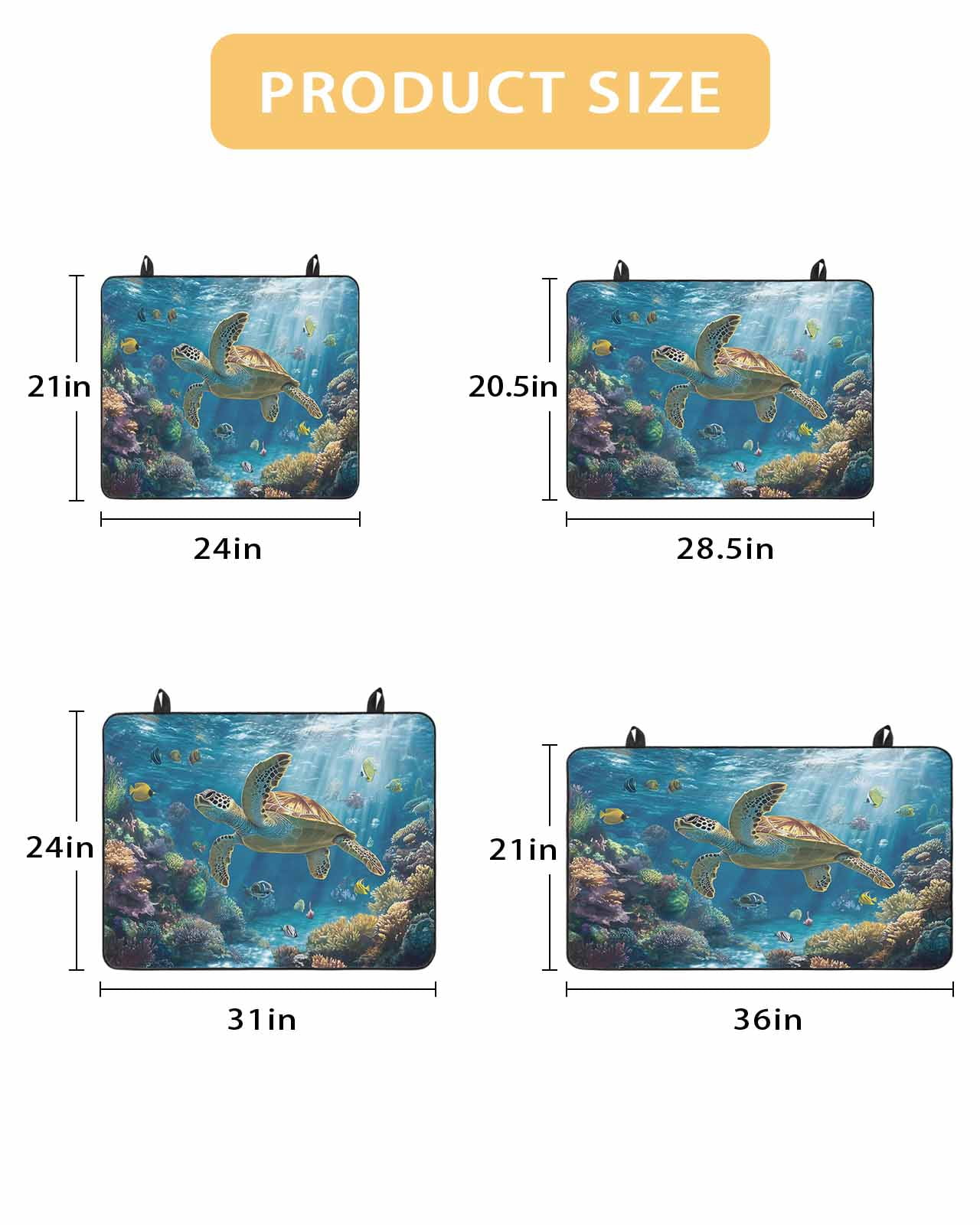 nqOlkjepod Large Induction Cooktop Protector Mat 24"x21", Coastal Turtle Stove Top Covers for Electric Stove, Turquoise Tropical Ocean Animal Coral Stove Burner Cover Mats, Glass Top Stove Cover