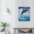 thumbnail image 4 of COMIO Blue Dolphin Canvas Wall Art  Blue Sky Beach Seascape Ocean Wall Painting on Canvas Poster Print for Home Kitchen Bathroom Teen Girls Wall Pictures for Living Room Decor, 4 of 5