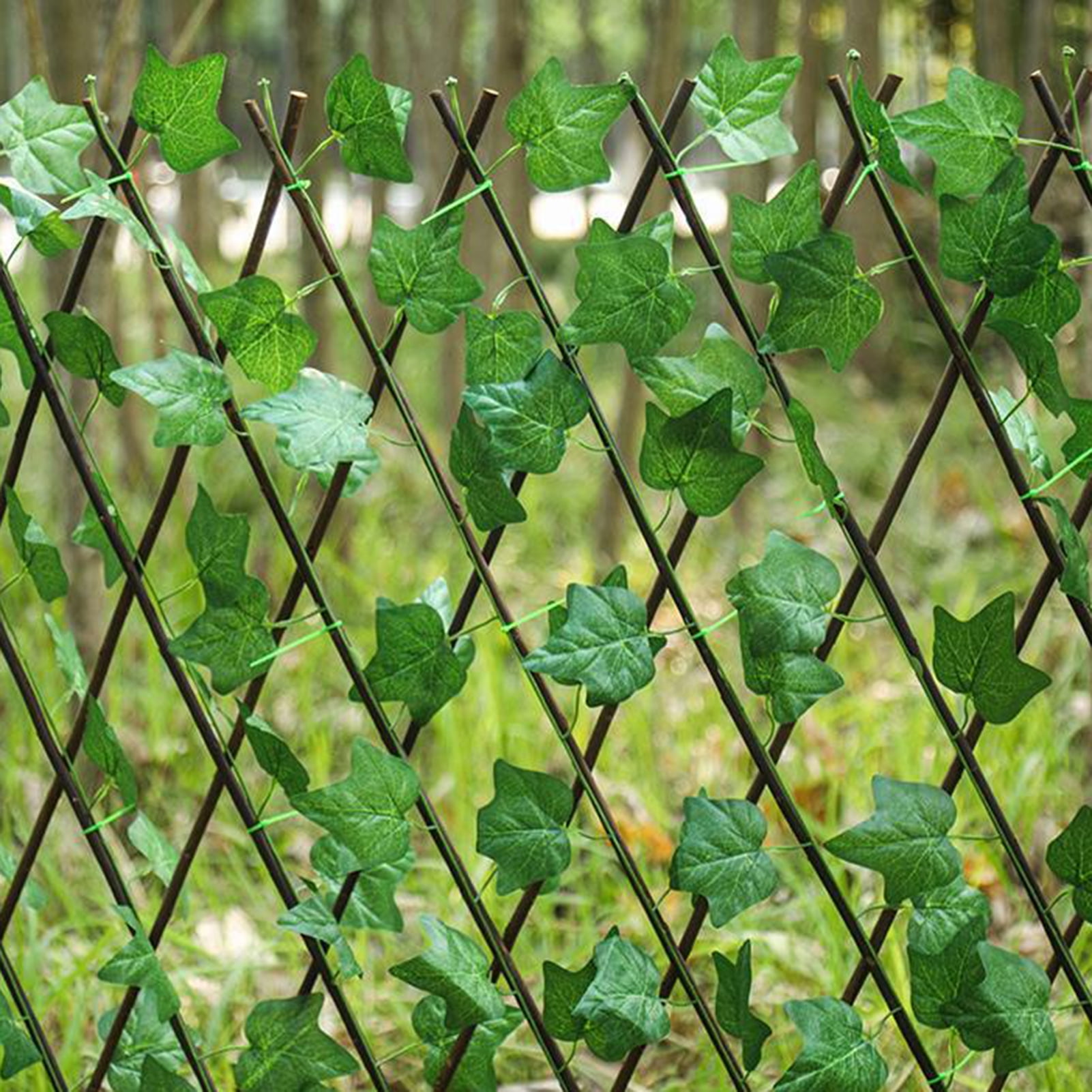 Tomshoo Simulation Fence Fence Telescopic Fence Fake Flowers Green Leaves Outdoor Garden Fence Wall Guardrail Decorative Leaves Blocking Plants Small Fence-Little Creeper