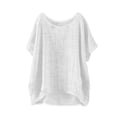 thumbnail image 6 of Otqutp Teen Girls Cotton Linen Tee Crew Neck Loose Fit Short Sleeve T-Shirt Casual Soft Summer Kids Blouse Tops 2-16 Years, 6 of 7
