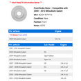 thumbnail image 2 of Front Brake Rotor - Compatible with 2000 - 2012 Mitsubishi Galant 2001 2002 2003 2004 2005 2006 2007 2008 2009 2010 2011, 2 of 2