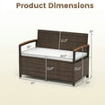 thumbnail image 3 of Costway Outdoor Storage Bench with Cushion Backrest & Acacia Wood Armrests Hidden Storage Mix Brown + Off-White, 3 of 8