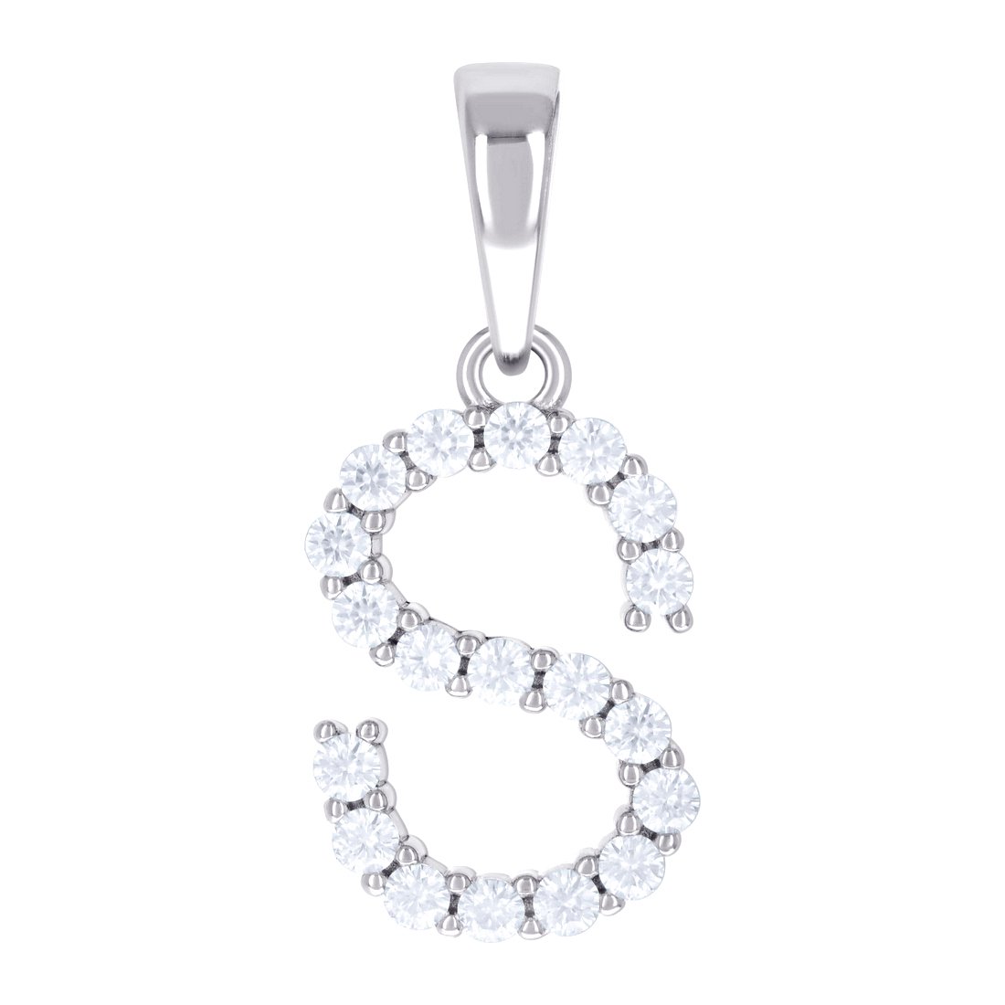 925 Sterling Silver Unisex 0.60ct Moissanite Letter Name Personalized Monogram Initial S Alphabet Charm Pendant Necklace